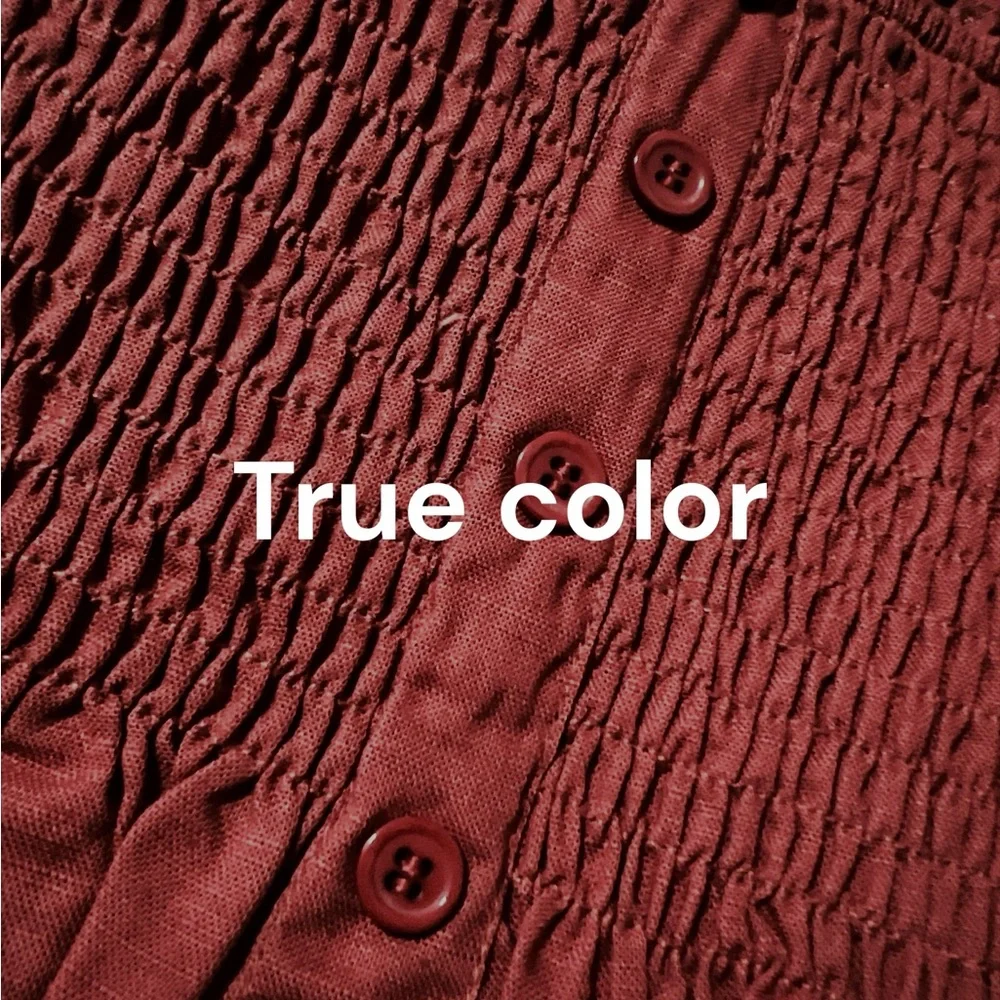 KLESIS rust wide leg smocked top linen two piece set sz MEDIUM - Picture 3 of 3